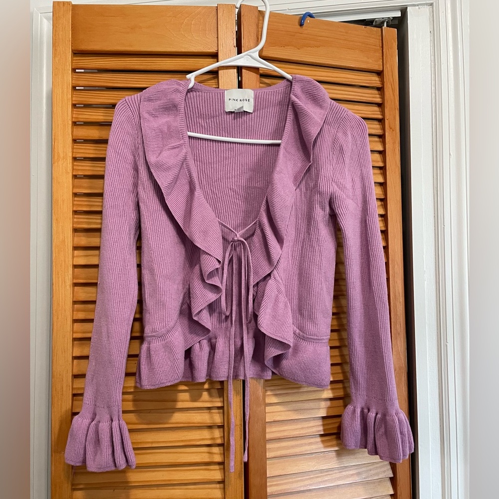 Pink Ruffle Cardigan